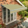 1.5m Standard Manual Awning, Yellow and Grey Stripe Polyester